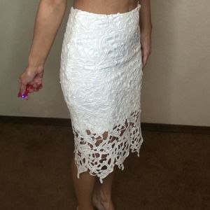 {Angl} crochet white pencil skirt S